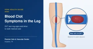 Medical illustration showing a deep vein blood clot in the leg